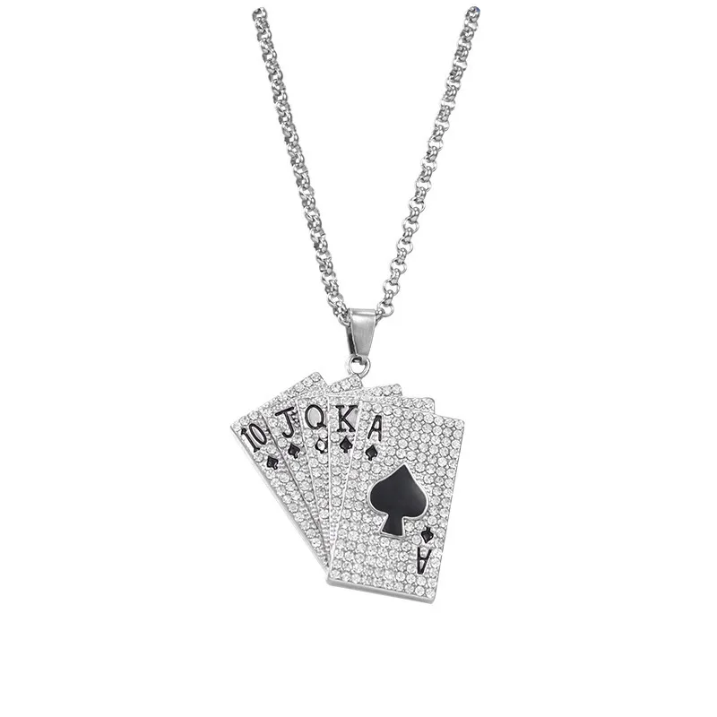 New fashion jewelry men neutral poker necklace creative full diamond flush pendant sweater chain, Picture shows
New fashion jewelry men neutral poker necklace creative full diamond flush pendant sweater chain, Picture shows