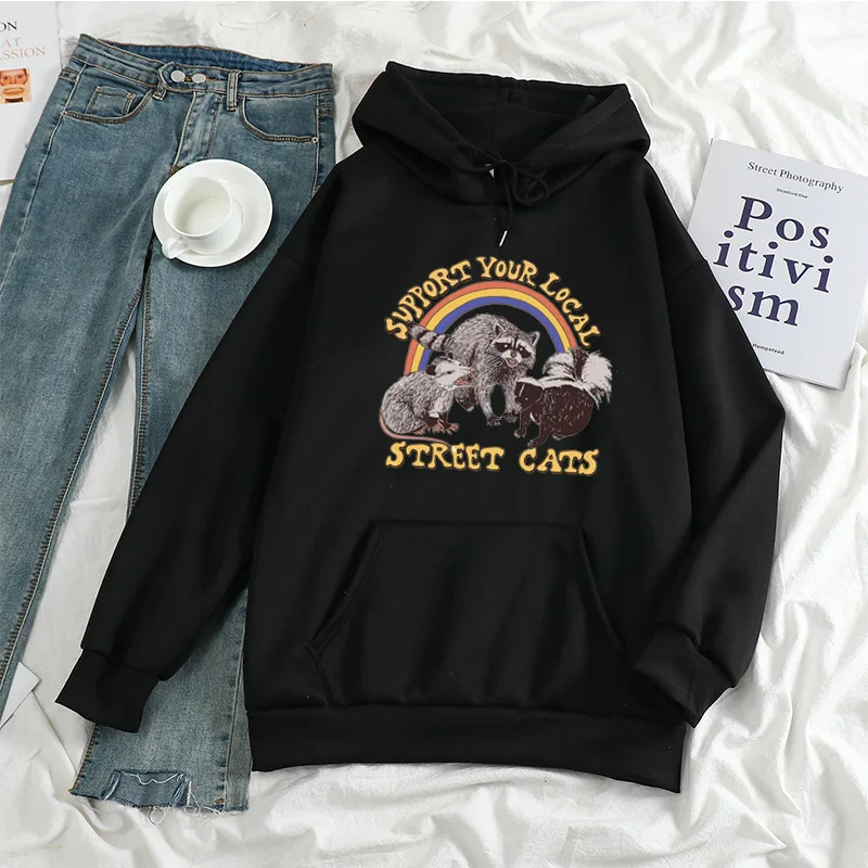Korean style loose sweater Support Your Local Cat Street Hoodie Retro hoodie sweater
Korean style loose sweater Support Your Local Cat Street Hoodie Retro hoodie sweater