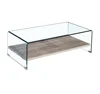 modern designer rectangle mdf wood glass coffee table for living room