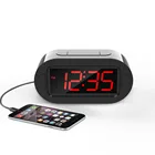 Promotion Gift Oval Electronic LED Digital USB Alarm Clock Volume Brightness Adjustable
