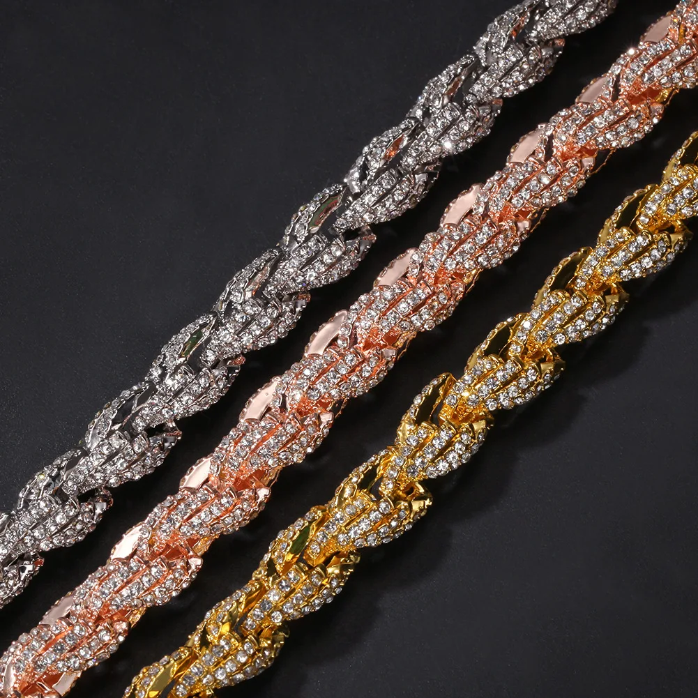 Link Chain Twisted Icd Out Full CZ Diamond Rope Chain Necklace Gold Solid Mes 9MM Pop Alloy Party Necklace Zircon Unisex Jewelry
Link Chain Twisted Icd Out Full CZ Diamond Rope Chain Necklace Gold Solid Mes 9MM Pop Alloy Party Necklace Zircon Unisex Jewelry