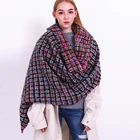 2020 New Stylish Winter Women Scarves Thick Tassel Plaid Shawl Scarf