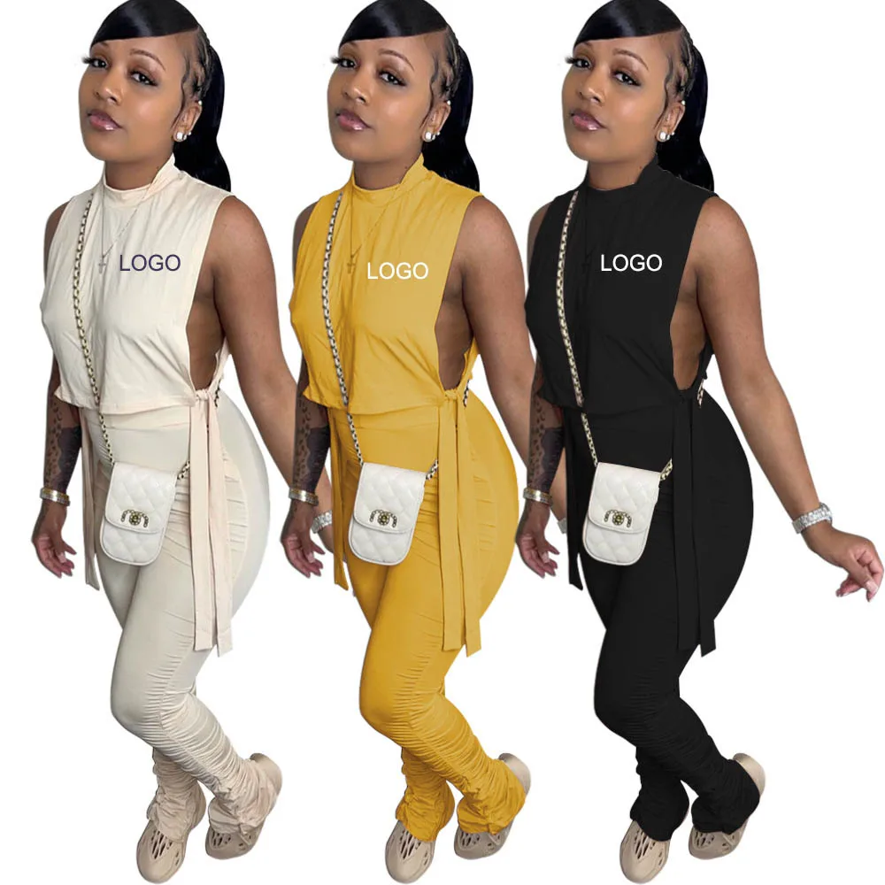 Custom short sleeves nude women clothing side cut summer set woman tracksuit matching vacation set 2 pieces stacked pants set
Custom short sleeves nude women clothing side cut summer set woman tracksuit matching vacation set 2 pieces stacked pants set