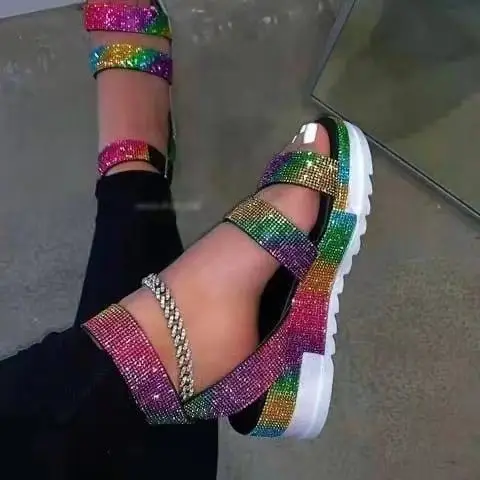 2021 summer fashion colorful Rhinestone sandals Flat Shoes Women Slides Wedge Platform Slippers Woman sandals for women, White, color
2021 summer fashion colorful Rhinestone sandals Flat Shoes Women Slides Wedge Platform Slippers Woman sandals for women, White, color