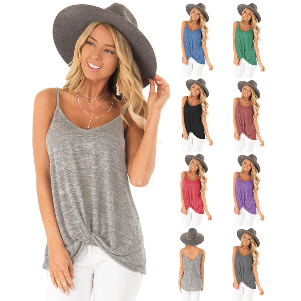 Popular sexy suspender vest European and American women's sleeveless kink T-shirt women
Popular sexy suspender vest European and American women's sleeveless kink T-shirt women