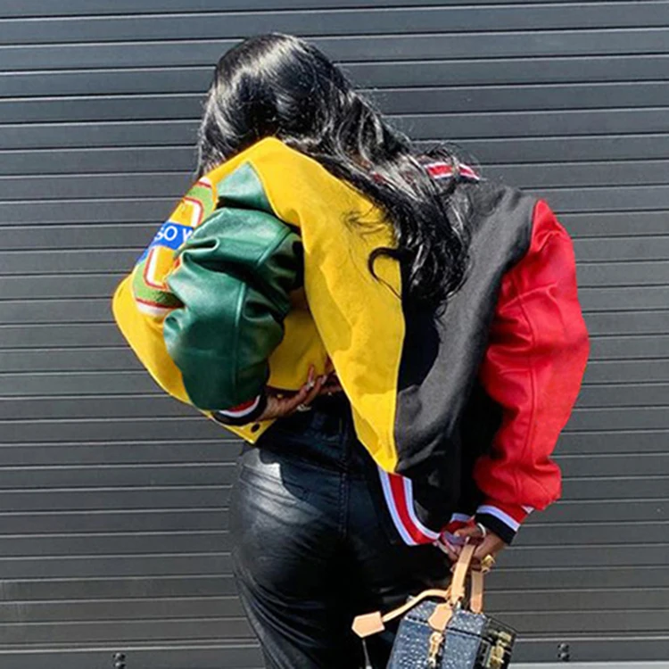 Winter Colorblock Print Baseball Stand Collar Patchwork Jacket Womens Clothes Plus Size Short Fall Ladies Jackets And Coats Tops, Yellow
Winter Colorblock Print Baseball Stand Collar Patchwork Jacket Womens Clothes Plus Size Short Fall Ladies Jackets And Coats Tops, Yellow