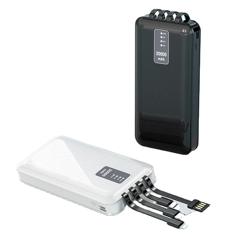 2020 hot sale good price Built in 4 Cables large capacity 20000mAh fast charging Power Bank, Black white
2020 hot sale good price Built in 4 Cables large capacity 20000mAh fast charging Power Bank, Black white