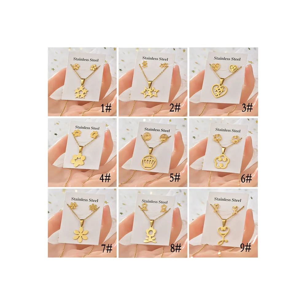 Stainless Steel Jewelry Sets Gold Plated Pendant Butterfly Cute Cartoon Charm Necklace Earrings Set Factory Direct Sale Jewellry, White color
Stainless Steel Jewelry Sets Gold Plated Pendant Butterfly Cute Cartoon Charm Necklace Earrings Set Factory Direct Sale Jewellry, White color