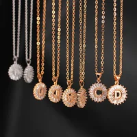 

NZ1004 Rose Glod Copper White Cubic Zirconia Diamond 26 Alphabet Letter Charm Pendant Necklaces A-Z Initial Necklace for Women