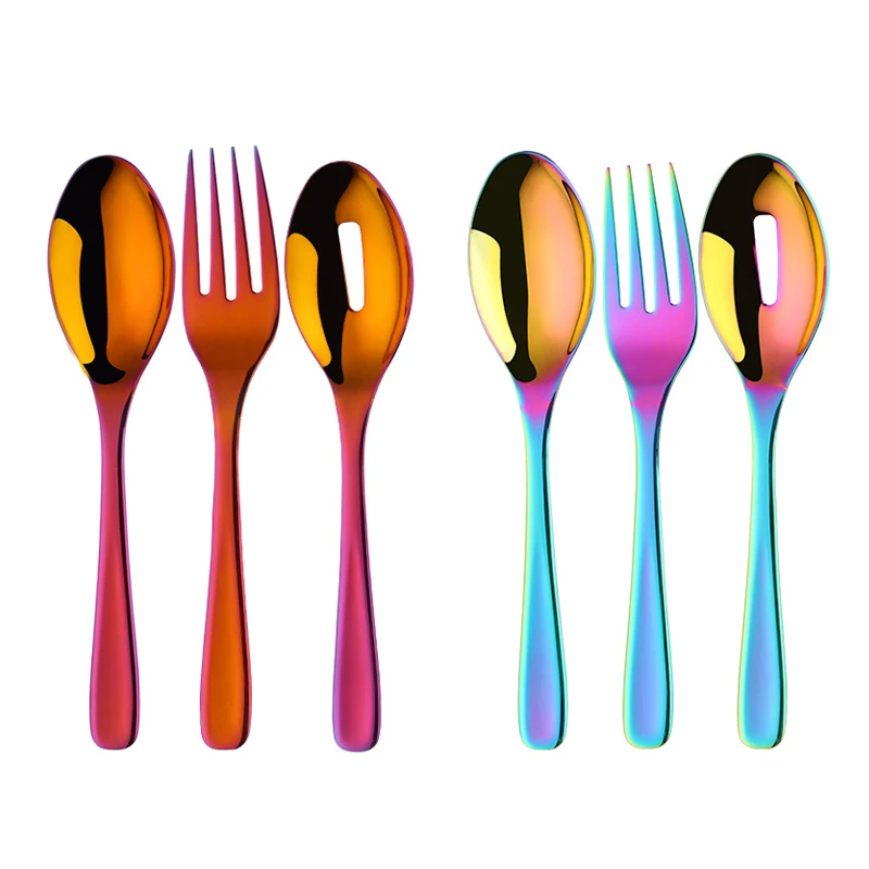 Large Stainless steel Serving Spoon and Fork Slotted Spoon for Buffet Restaurant, Silver/gold/rose gold/rainbow/red/black/blue/purple
Large Stainless steel Serving Spoon and Fork Slotted Spoon for Buffet Restaurant, Silver/gold/rose gold/rainbow/red/black/blue/purple