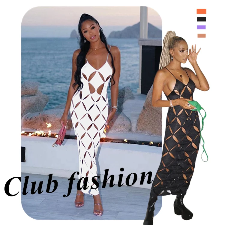 Mid Night Club Series Charming Diamond Tile Design Hollow Out Long Ankle Length Sexy V Neck Sleeveless Club Dresses
Mid Night Club Series Charming Diamond Tile Design Hollow Out Long Ankle Length Sexy V Neck Sleeveless Club Dresses