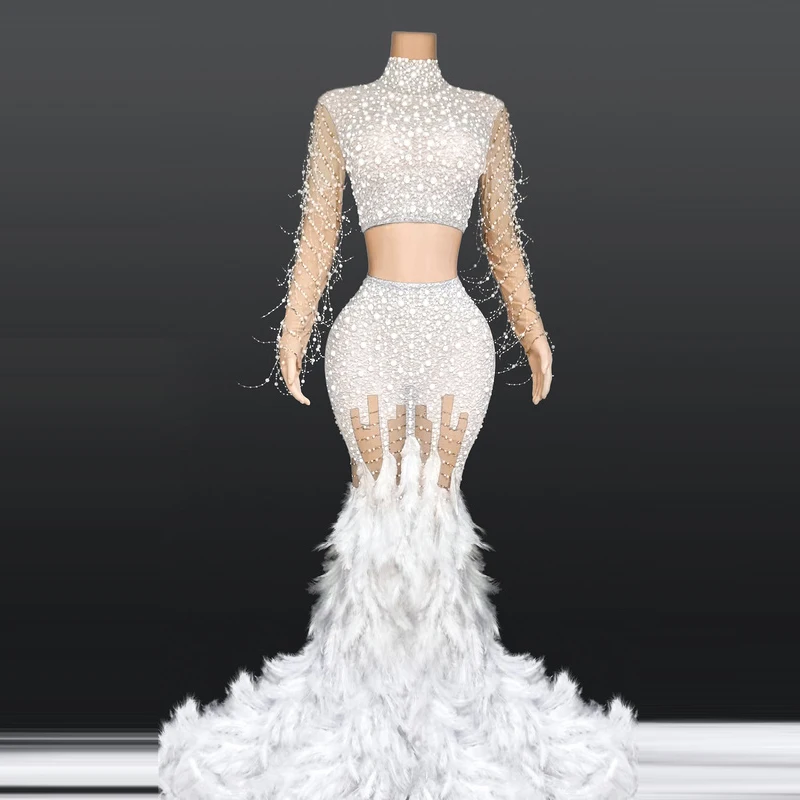 NOVANCE Y2369-B Prom Dresses 2022 Rhinestone White Wedding Gown Women Slim Two Piece Outfits Mermaid Feather Wedding Gown
NOVANCE Y2369-B Prom Dresses 2022 Rhinestone White Wedding Gown Women Slim Two Piece Outfits Mermaid Feather Wedding Gown