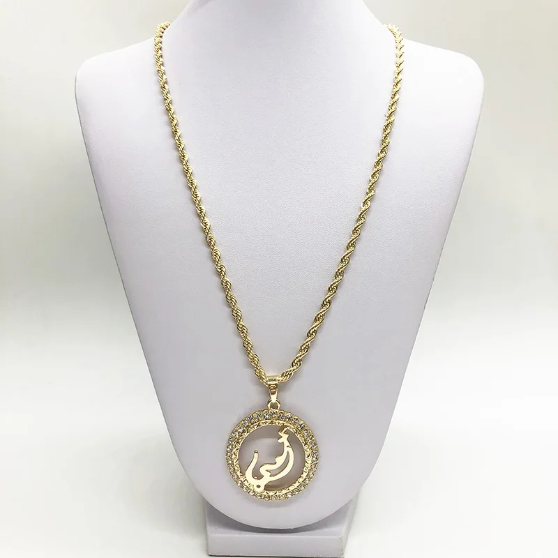 Moroccan Gold Jewelry Allah Hollow Pendant Dubai Necklace Morocco Girl Necklace Pendent with Rhinestones Long Gold Chain Jewelry
Moroccan Gold Jewelry Allah Hollow Pendant Dubai Necklace Morocco Girl Necklace Pendent with Rhinestones Long Gold Chain Jewelry