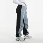 Fashion new high-waist straight wide-leg pants color-matching jeans loose autumn and winter women