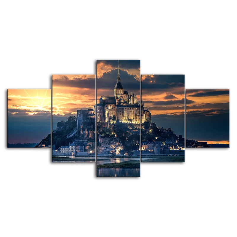 Home Decor 5 Pieces Canvas Prints Castle Sunset Painting Landscape Poster Wall Art Modular Pictures Bedside Background Framework
Home Decor 5 Pieces Canvas Prints Castle Sunset Painting Landscape Poster Wall Art Modular Pictures Bedside Background Framework