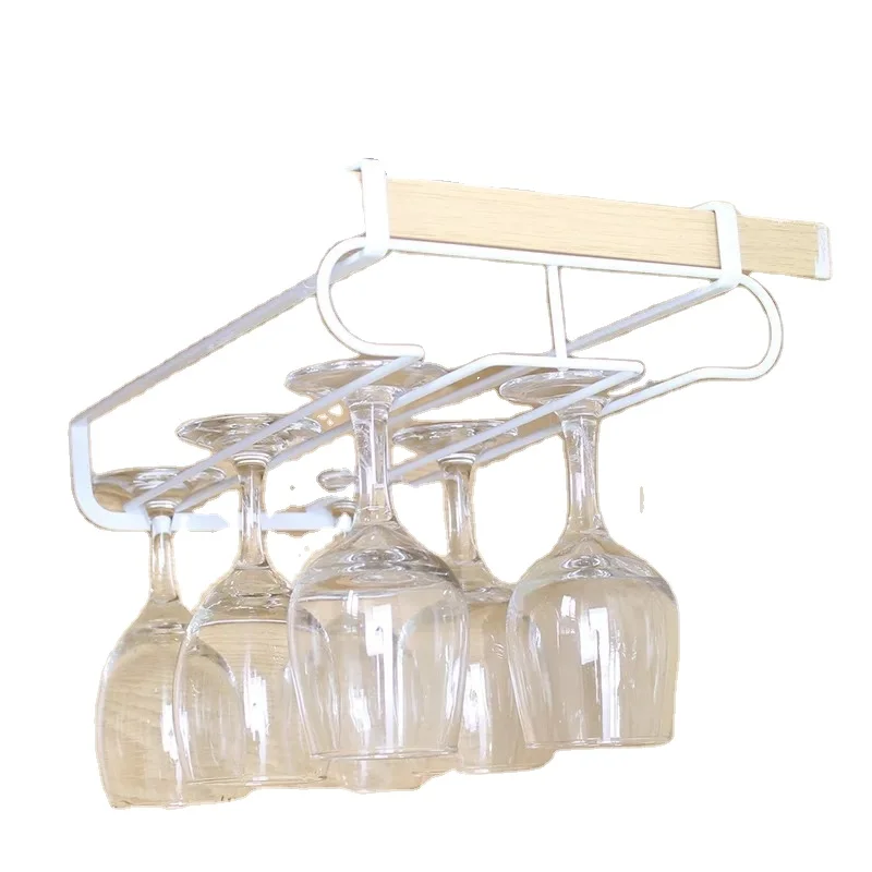 Wholesale European style iron wine glass holder cabinet hanging rack double row round wine glass organizer, White
Wholesale European style iron wine glass holder cabinet hanging rack double row round wine glass organizer, White