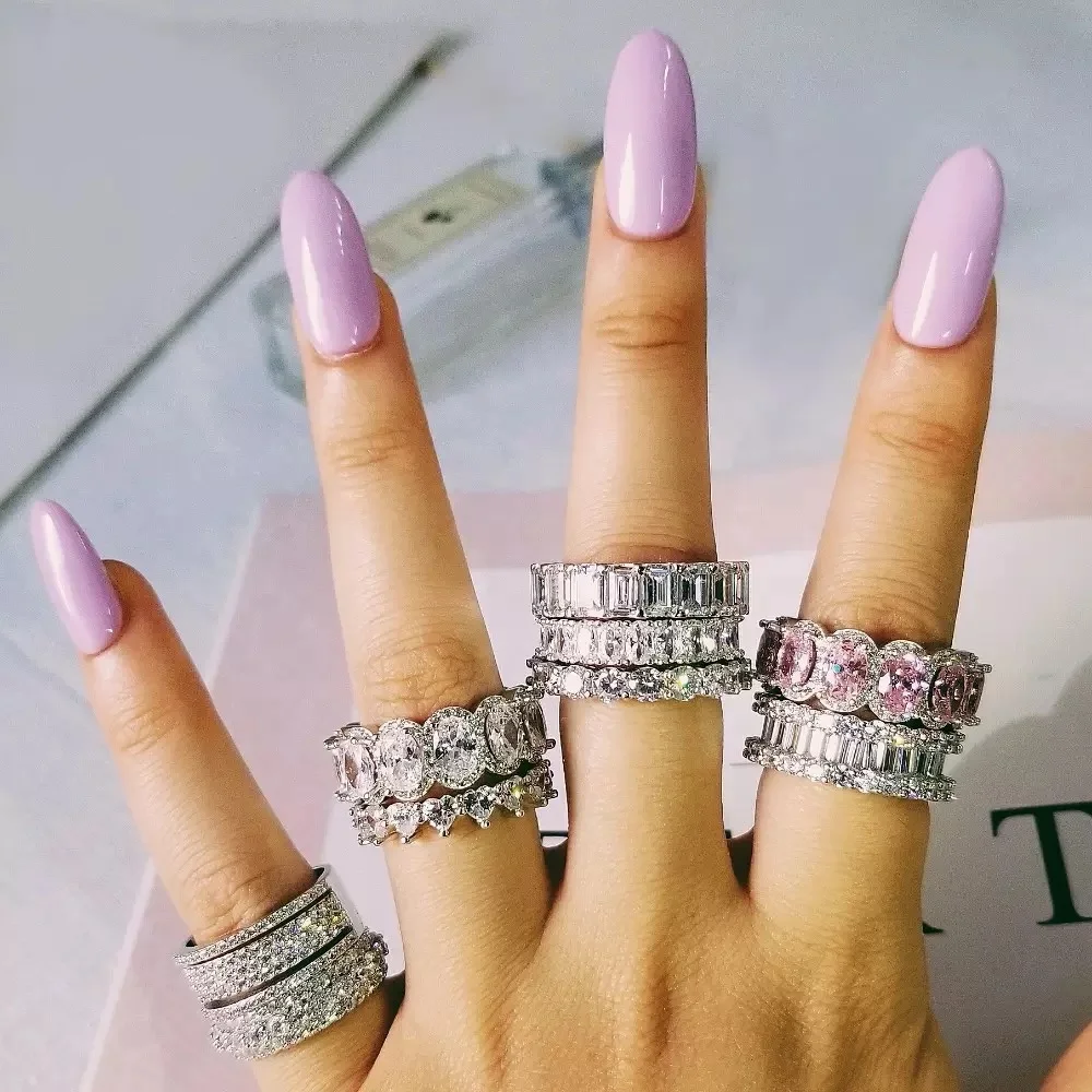 Customized Ring Style 925 Silver Rings Wholesale Luxury Zircon Women Jewelry Eternity Moissanite Rings, White gold
Customized Ring Style 925 Silver Rings Wholesale Luxury Zircon Women Jewelry Eternity Moissanite Rings, White gold