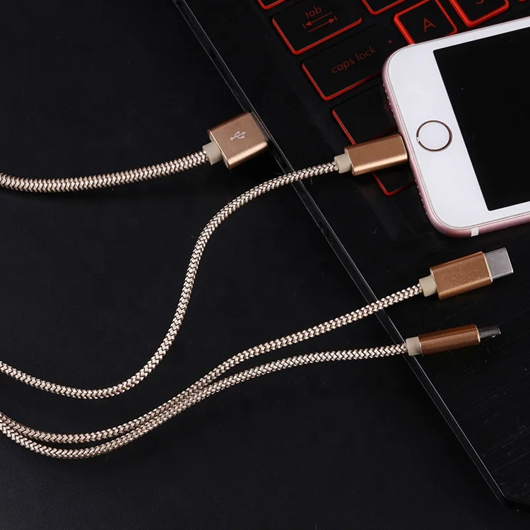Mobile Phone and Computer Use 1.2m Nylon Braided All in One 3 in 1 USB Cable Fit for Different Charging Needs, Golden, silver
Mobile Phone and Computer Use 1.2m Nylon Braided All in One 3 in 1 USB Cable Fit for Different Charging Needs, Golden, silver