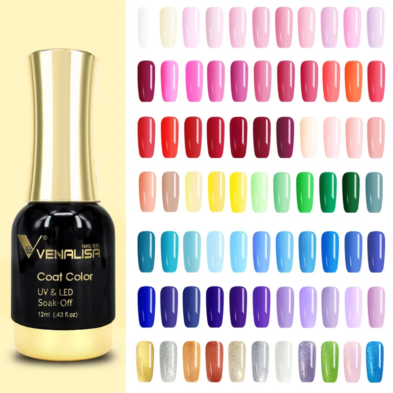 

supply nail art Venalisa 12ml 12 color aluminum foil sequin sparkling luminescence pigment Platinum nail gel polish, 111 colors