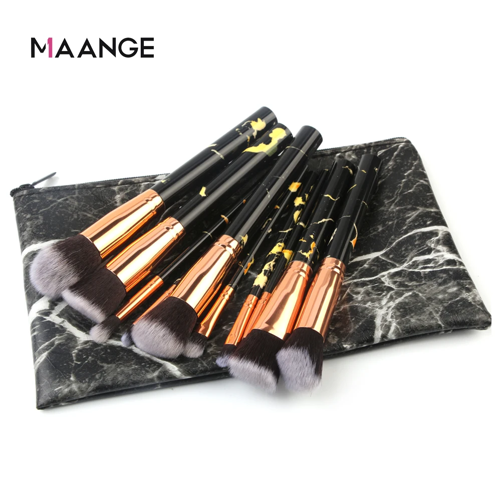 

10pcs Marble Makeup Brush Set Hot sale Makeup Brushes with bag, White black pink