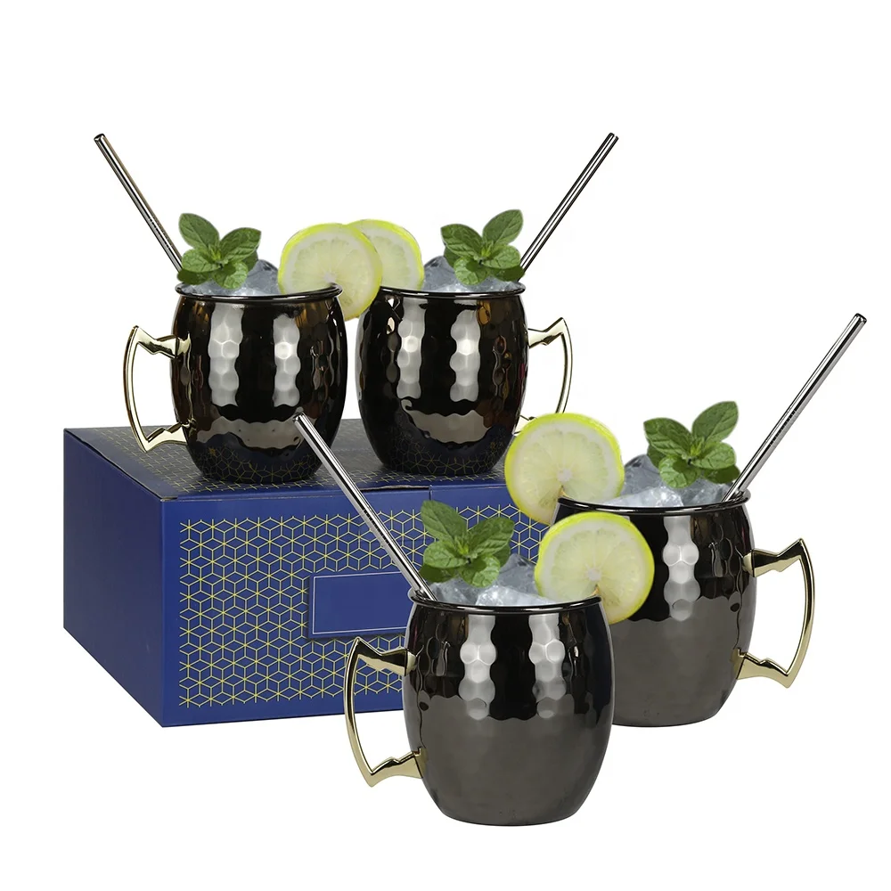 KLP RTS Amazon hot selling gift box and straw Black Coffee moscow mule mugs sets for 4pcs
KLP RTS Amazon hot selling gift box and straw Black Coffee moscow mule mugs sets for 4pcs