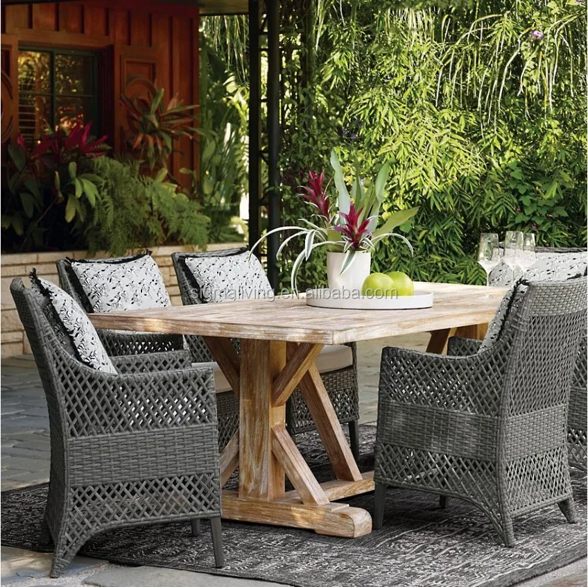 Patio outdoor garden wicker dining table set furniture sale