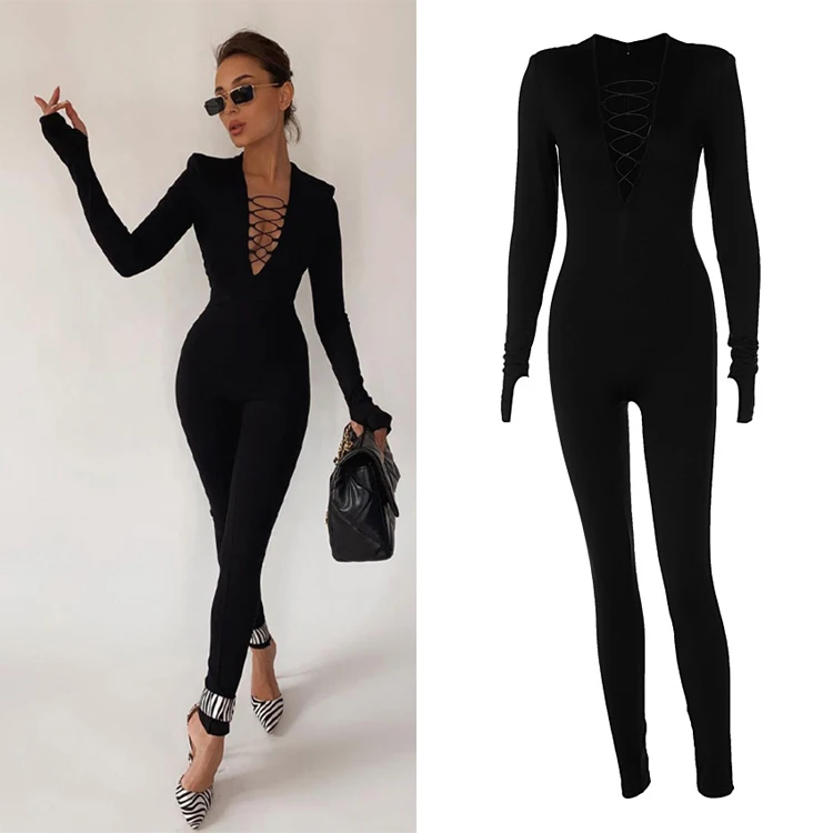 2021 Autumn New Female Clothes Yoga Gym V Neck Sexy Playsuit Tight Black Bandage Long Sleeve Jumpsuit For Women
2021 Autumn New Female Clothes Yoga Gym V Neck Sexy Playsuit Tight Black Bandage Long Sleeve Jumpsuit For Women