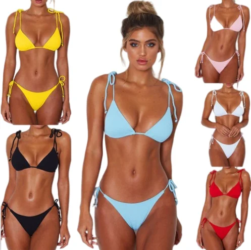 Solid Bandage String Bikini Swimwear Womens Bikini Swimsuit Sexy Sling Thong Bikini Set
Solid Bandage String Bikini Swimwear Womens Bikini Swimsuit Sexy Sling Thong Bikini Set
