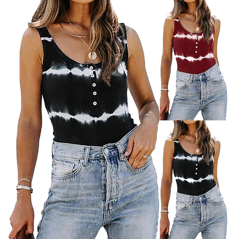 Fashion new style tie-dye womens sleeveless blouse tops round neck button s tank top
Fashion new style tie-dye womens sleeveless blouse tops round neck button s tank top