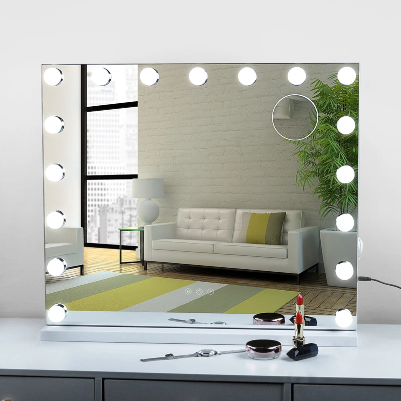 Desktop Luxury Hollywood mirror With Light Bulbs touch sensor switch 17 bulbs vanity mirror with lights, White black
Desktop Luxury Hollywood mirror With Light Bulbs touch sensor switch 17 bulbs vanity mirror with lights, White black