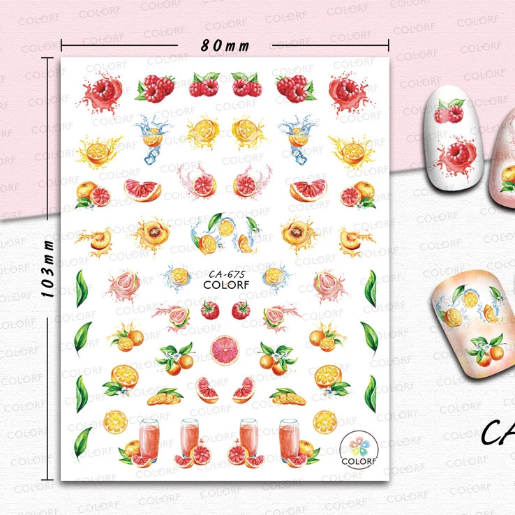 CA675-CA681 Hot Selling thin back glue nail art stickers ins tagram cartoon fruit nail art stickers decals Decoration Sticker
CA675-CA681 Hot Selling thin back glue nail art stickers ins tagram cartoon fruit nail art stickers decals Decoration Sticker