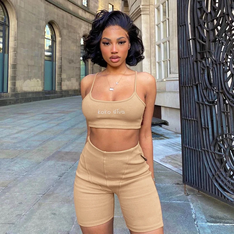 Casual Summer Khaki Color Bodycon 2 Two Pieces Halter Crop Top and High Waist Short Sets for Women Clothing Loungewear
Casual Summer Khaki Color Bodycon 2 Two Pieces Halter Crop Top and High Waist Short Sets for Women Clothing Loungewear
