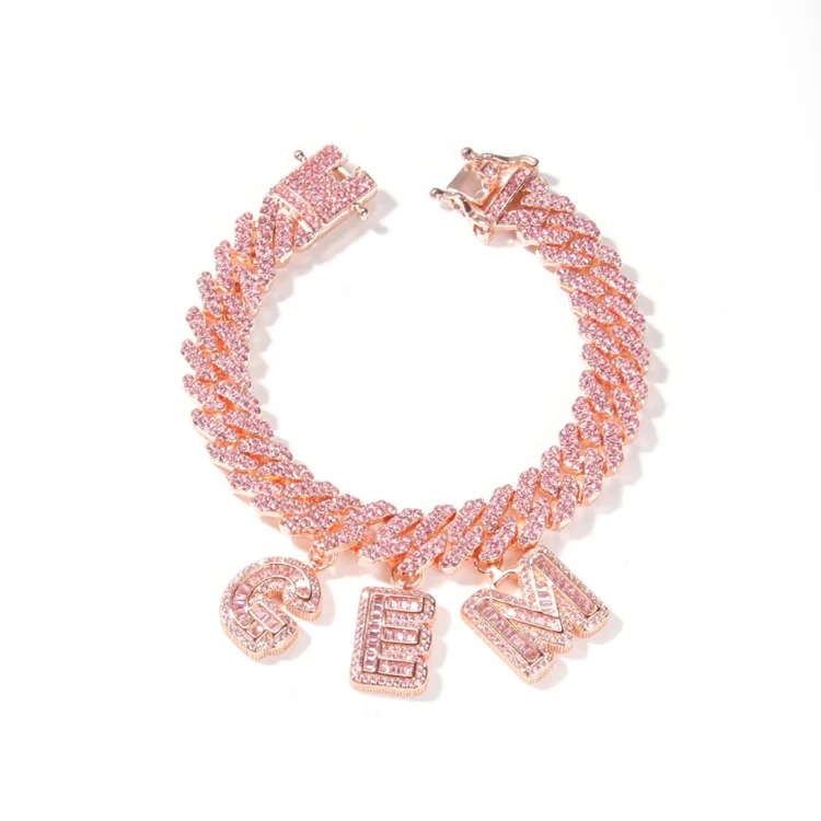 Pink Iced Out Bling 12mm Cuban Chain Personalised Custom Name Letter Necklaces And Bracelet Jewelry, Rose gold
Pink Iced Out Bling 12mm Cuban Chain Personalised Custom Name Letter Necklaces And Bracelet Jewelry, Rose gold