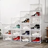 Transparent Basketball Shoes Collection Display Cabinet Pull Down Door Clear Shoe Box Plastic Stackable Sneaker Boxes For Men