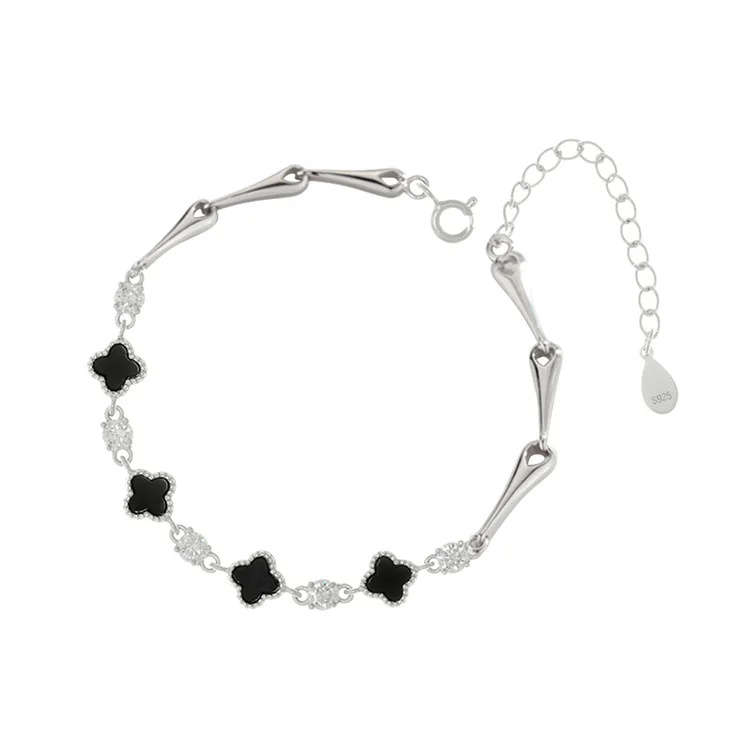 Korean fashion women jewelry 925 sterling silver platinum gold plated chunky chain black four-leaf clover beed shell bracelets
Korean fashion women jewelry 925 sterling silver platinum gold plated chunky chain black four-leaf clover beed shell bracelets