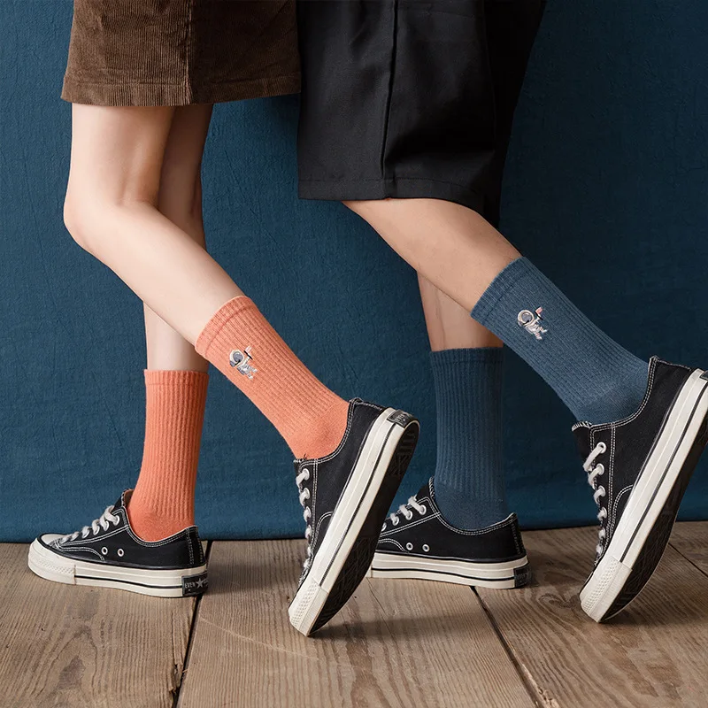 2021 new design multicolor spaceman astronaut embroidery non slip couple socks for men women, Picture
2021 new design multicolor spaceman astronaut embroidery non slip couple socks for men women, Picture