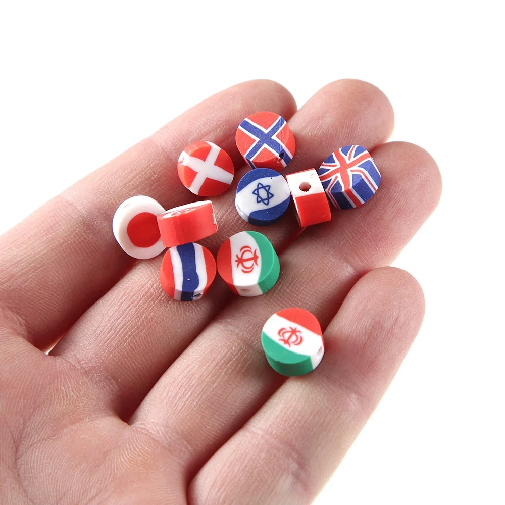 Wholesale National flag clay beads polymer soft pottery beads diy jewelry accessories making
Wholesale National flag clay beads polymer soft pottery beads diy jewelry accessories making