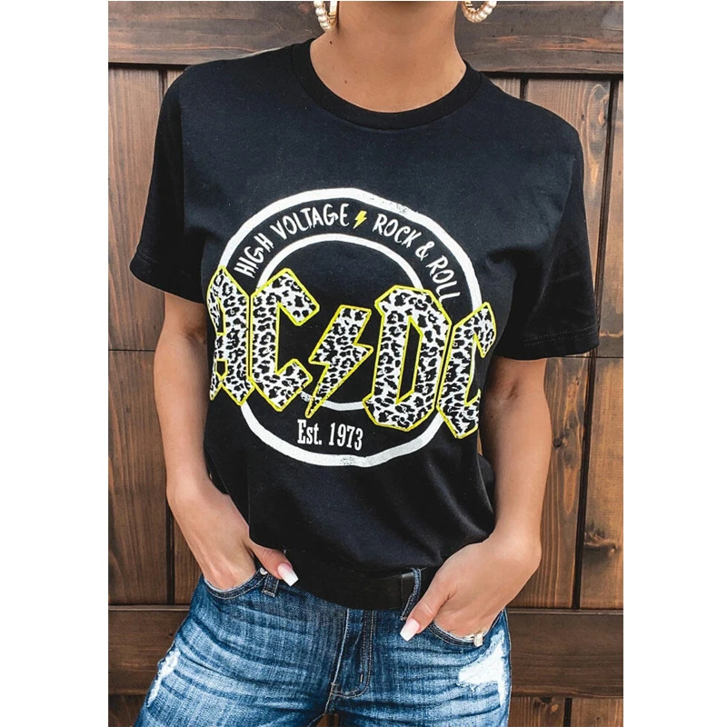 AC DC Leopard Printed Women Rock & Roll T-Shirt Tee, Photo show
AC DC Leopard Printed Women Rock & Roll T-Shirt Tee, Photo show
