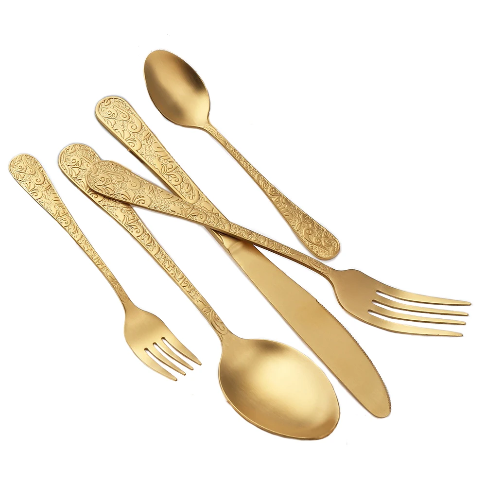 Vintage Wedding Gift Baroque Royal Gold Copper Knife Fork Spoon Set Stainless Steel 18/10 Flatware Set Gold Cutlery Flatware
Vintage Wedding Gift Baroque Royal Gold Copper Knife Fork Spoon Set Stainless Steel 18/10 Flatware Set Gold Cutlery Flatware