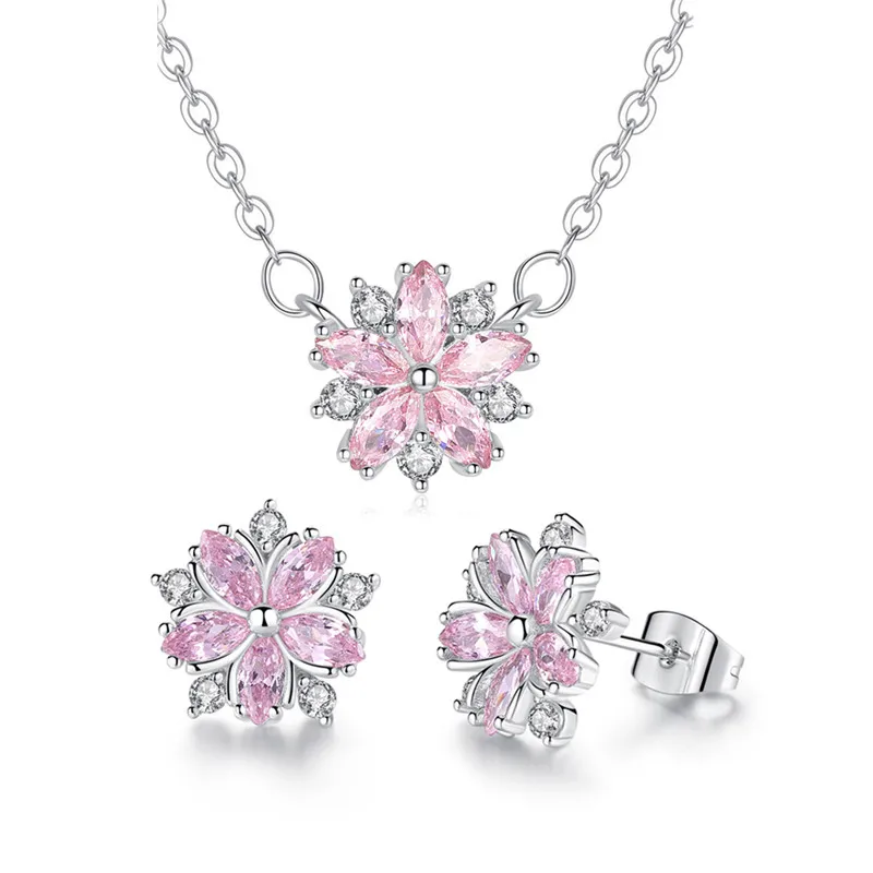 Fashion cherry blossom jewelry sets pink flower pendant necklace cubic zirconia stud earrings for women party wedding jewelry
Fashion cherry blossom jewelry sets pink flower pendant necklace cubic zirconia stud earrings for women party wedding jewelry