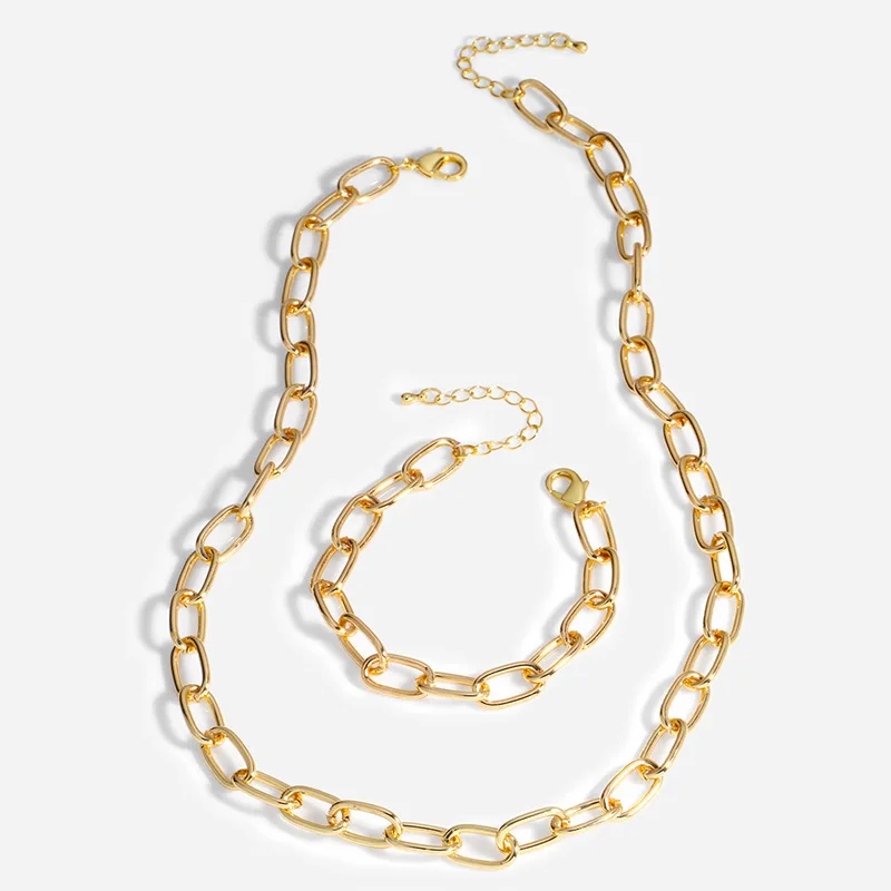 Hip hop paperclip link chain gold plated choker necklace bracelet set for women girls
Hip hop paperclip link chain gold plated choker necklace bracelet set for women girls