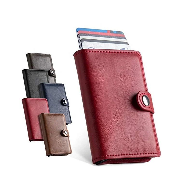 RFID Blocking PU Leather Vintage Aluminum Automatic Pop-up Card Case Wallet Business Card Holder, Customized
RFID Blocking PU Leather Vintage Aluminum Automatic Pop-up Card Case Wallet Business Card Holder, Customized