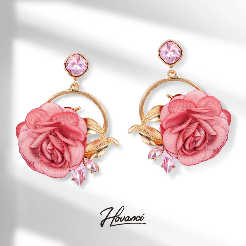 HOVANCI wedding earrings hyperallergenic 9 luxury long drop resin flower crystal gold drop earring, Pink
HOVANCI wedding earrings hyperallergenic 9 luxury long drop resin flower crystal gold drop earring, Pink