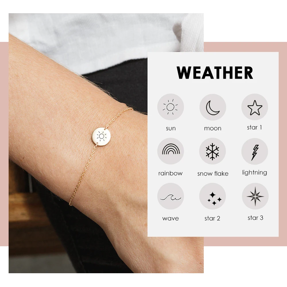 minimalist tiny disk custom moon star pattern stainless steel chain charms bracelets for women and men
minimalist tiny disk custom moon star pattern stainless steel chain charms bracelets for women and men
