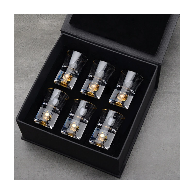 24K Gold Foil Crystal Vodka Personalised Shot Glasses Custom Logo Shot Glasses 6 Shot Glass Dispens Gift Box
24K Gold Foil Crystal Vodka Personalised Shot Glasses Custom Logo Shot Glasses 6 Shot Glass Dispens Gift Box