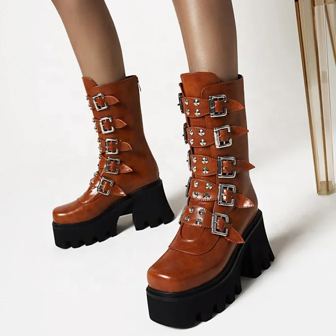 Large Size 47 Winter High Platform Buckle Straps Round Toe Women Mid Calf Boots Back Zip Chunky Heel Short Booties For Ladies, Black,yellow,brown
Large Size 47 Winter High Platform Buckle Straps Round Toe Women Mid Calf Boots Back Zip Chunky Heel Short Booties For Ladies, Black,yellow,brown