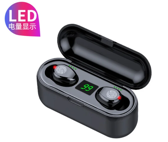 F9 TWS Wireless Earbuds 5.0 Headphones, Waterproof Touch Headphones in-Ear Sports Earphone, Build in 2000mA, Black
F9 TWS Wireless Earbuds 5.0 Headphones, Waterproof Touch Headphones in-Ear Sports Earphone, Build in 2000mA, Black