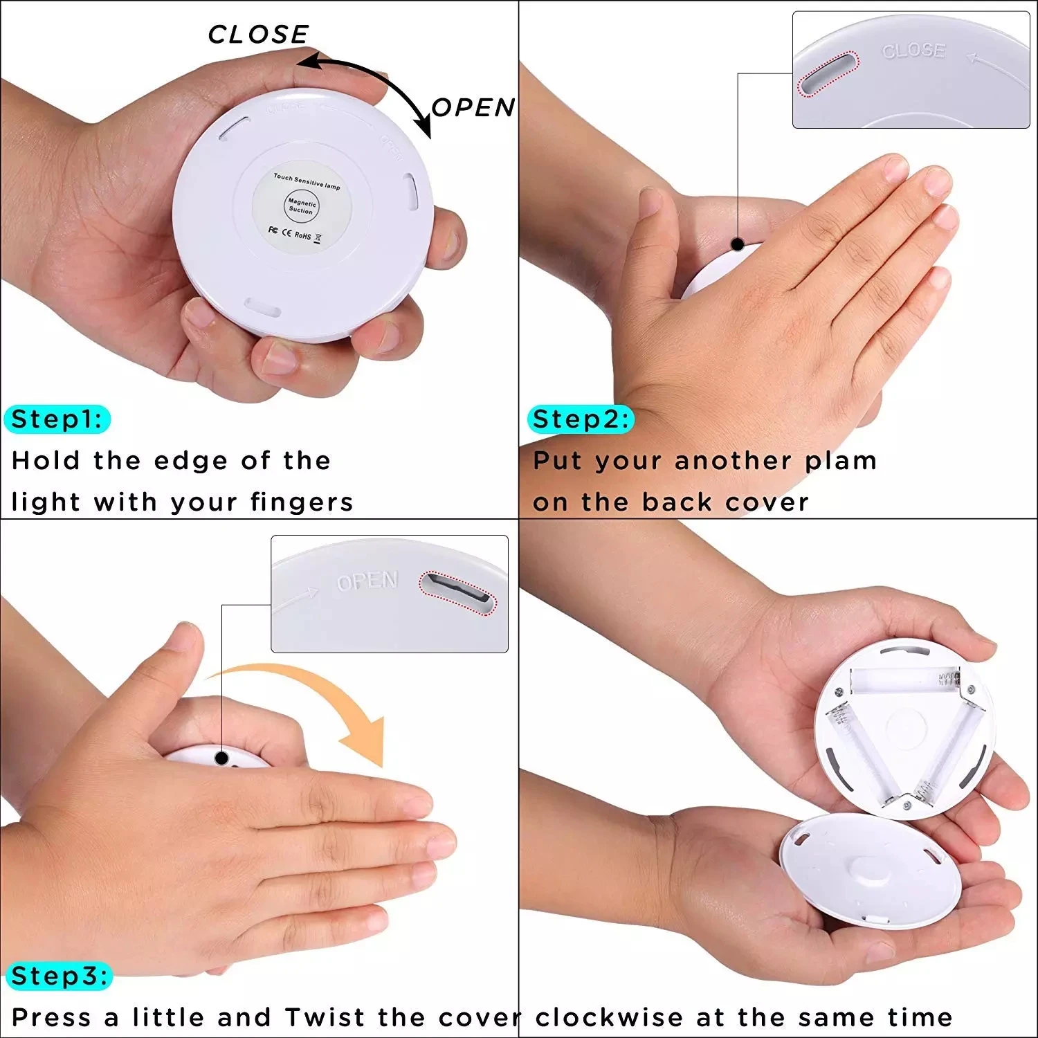 Free Shipping Night lamp Round Shape PIR Motion Sensor LED Home Hotel Bookshelf Cabinet Emergency Night Lights