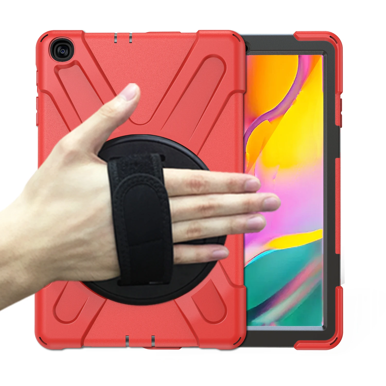 Hot selling 10.1 inch kids silicone soft bumper fold stand rotating hand strap tablet case for Samsung Galaxy Tab A T510 T515
Hot selling 10.1 inch kids silicone soft bumper fold stand rotating hand strap tablet case for Samsung Galaxy Tab A T510 T515