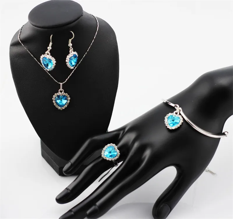 Beautiful Heart of Ocean Blue Heart Love Forever Jewelry Set For Women Crystal Rhinestones Necklace Earrings Ring Bracelet Set, Picture shows
Beautiful Heart of Ocean Blue Heart Love Forever Jewelry Set For Women Crystal Rhinestones Necklace Earrings Ring Bracelet Set, Picture shows
